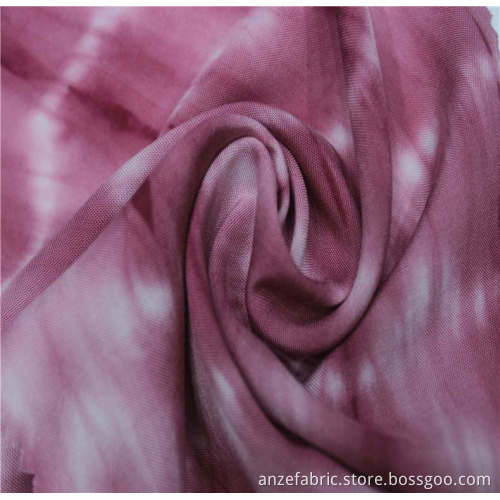 tie-dyed printed 100%rayon challis fabric for clothing